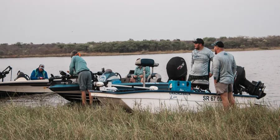 Angler registering online at a bass fishing tournament boat launch
